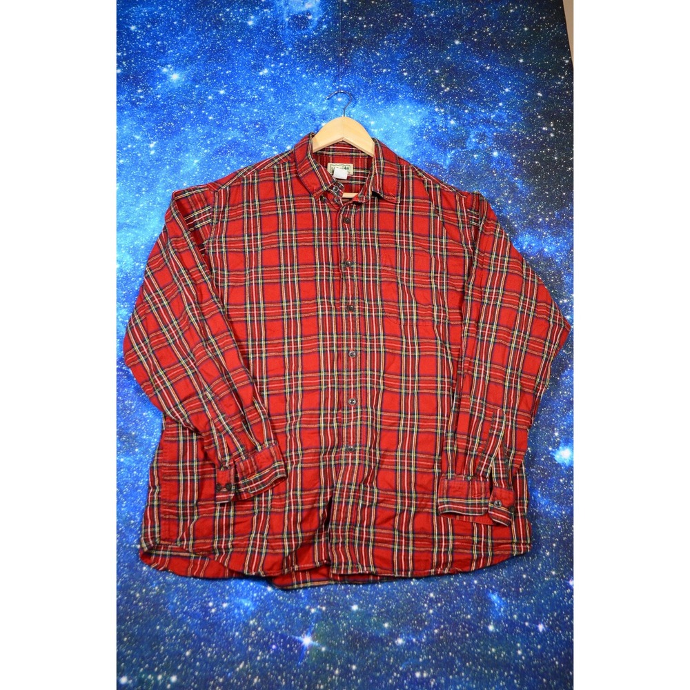 L.L. Bean Shirt Mens XL Red Plaid Flannel Long Sleeve Button Down Casual